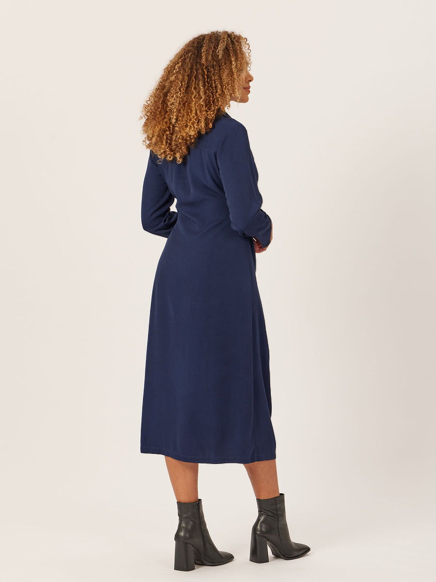 Christina - Wrap Midi Dress - Navy - Sample