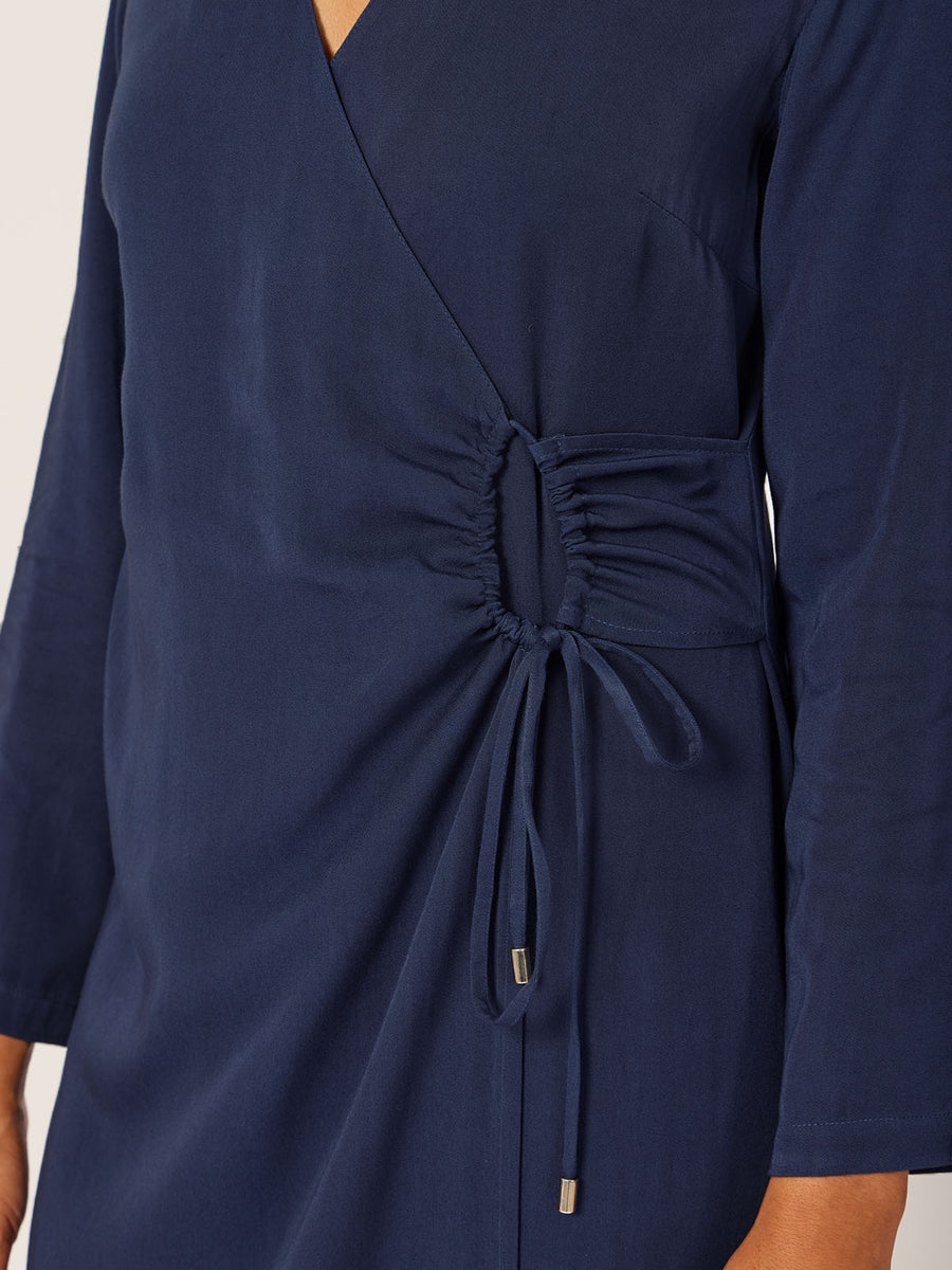 Christina - Wrap Midi Dress - Navy - Sample
