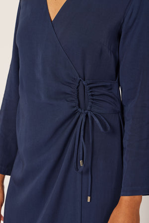 Christina - Wrap Midi Dress - Navy