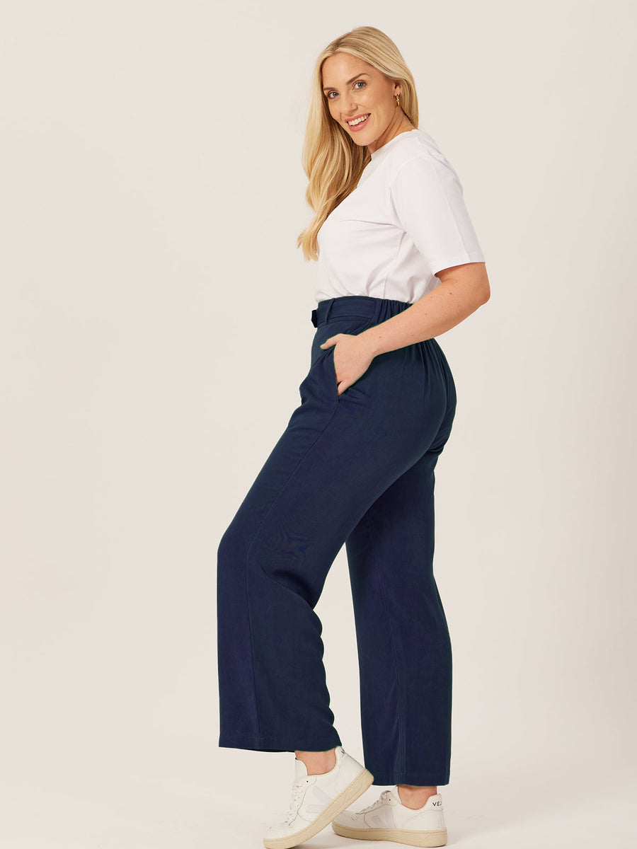Beth - High Waisted Trouser - Navy - Sample