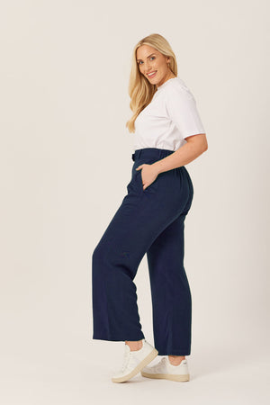 Beth - High Waisted Trouser - Navy - Sample