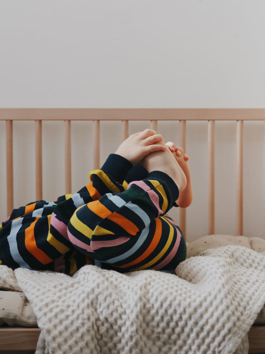 Elias - Kids Tracksuit Set - Navy Wave Stripe Print