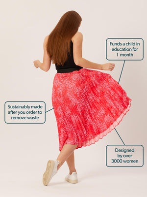 Gill - Pleated Skirt - Pink & Red