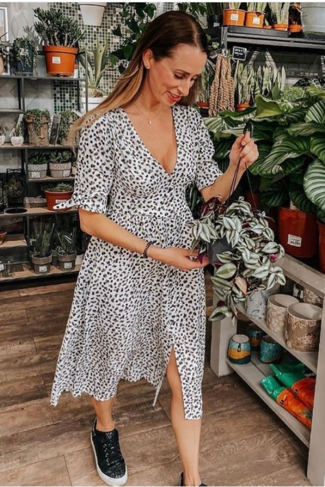Midi button top front dress
