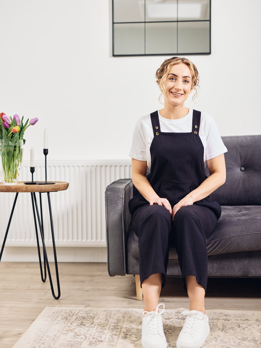 Kathleen - Relaxed Dungaree - Black