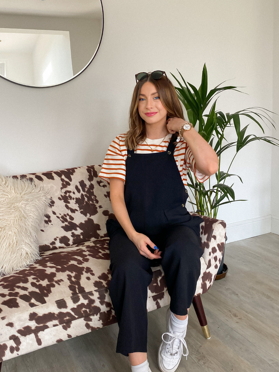 Kathleen - Relaxed Dungaree - Black