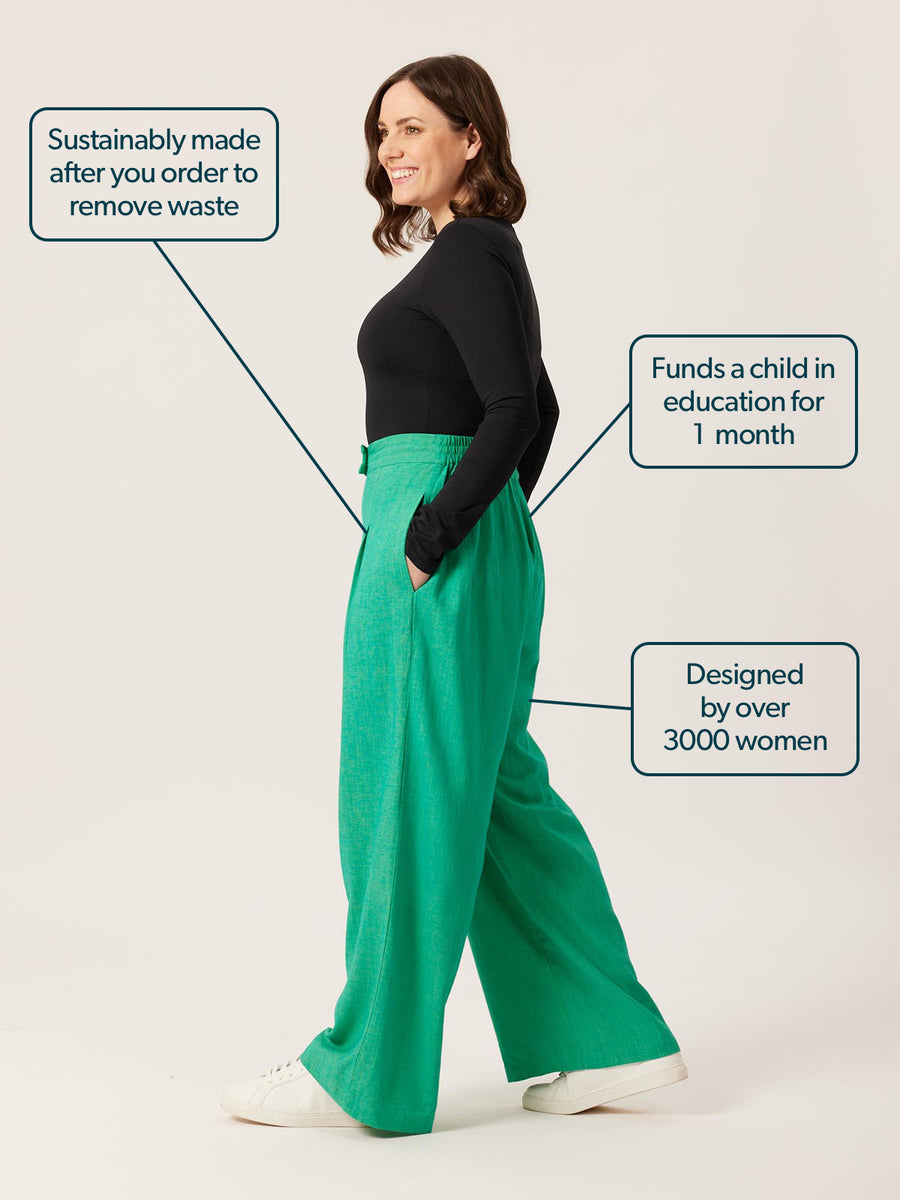 Lana - High Waisted Trousers - Green