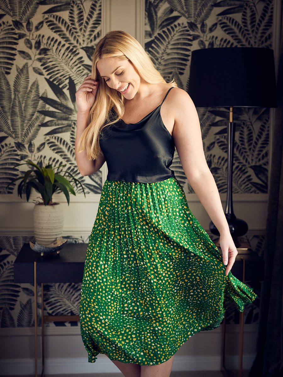 Gill - Pleated Skirt - Green Terrazzo