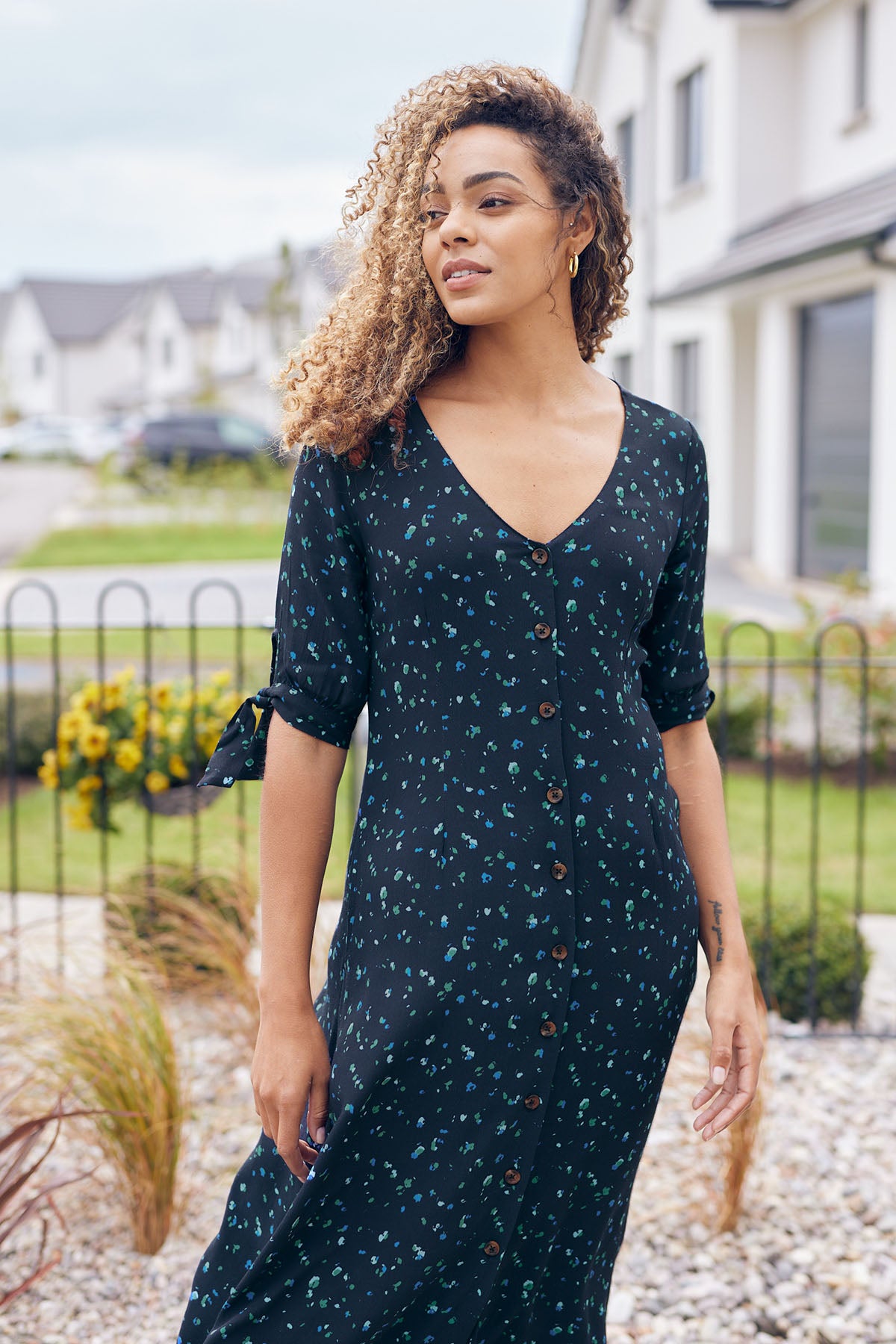 black ditsy floral midi dress Buy Roman Black Ditsy Floral Gathered Midi Dress from Next USA
