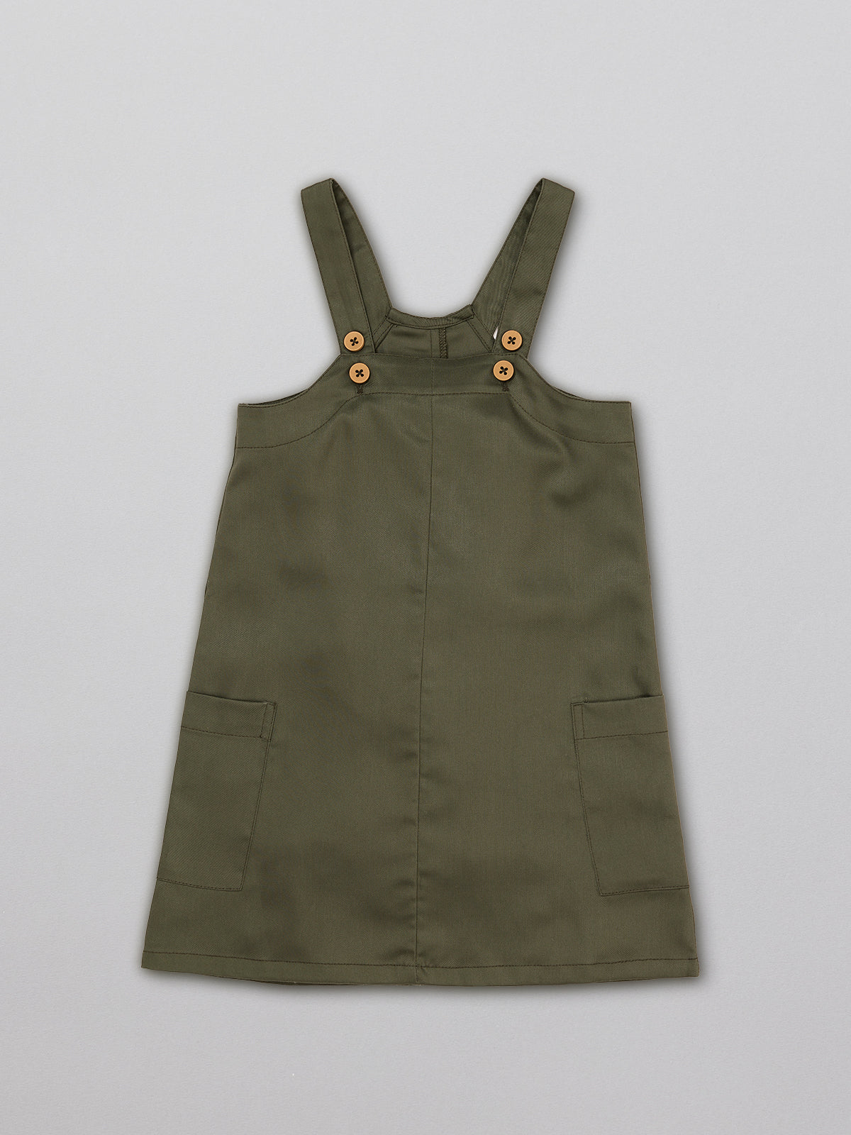 Lilah - Kids Pinafore Dress - Olive This is Unfolded Lilah - Kids Pinafore Dress - Olive This is Unfolded