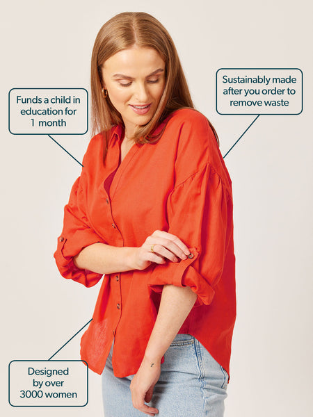 Martha Oversized Shirt - Red