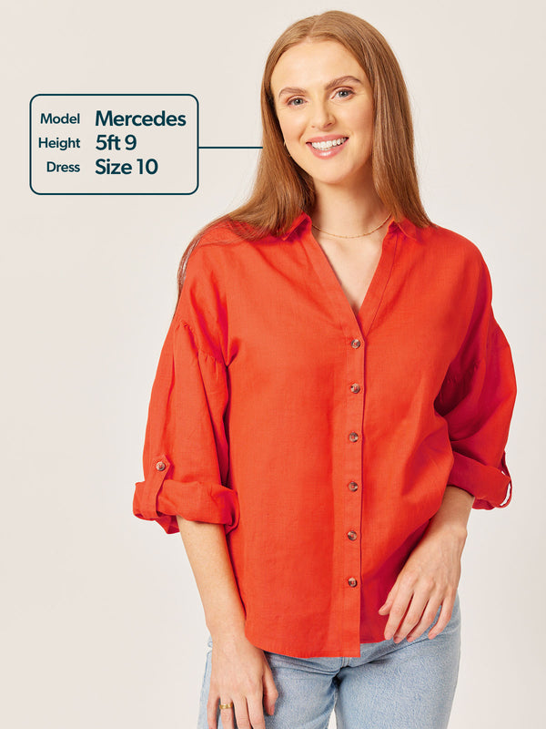 Martha Oversized Shirt - Red