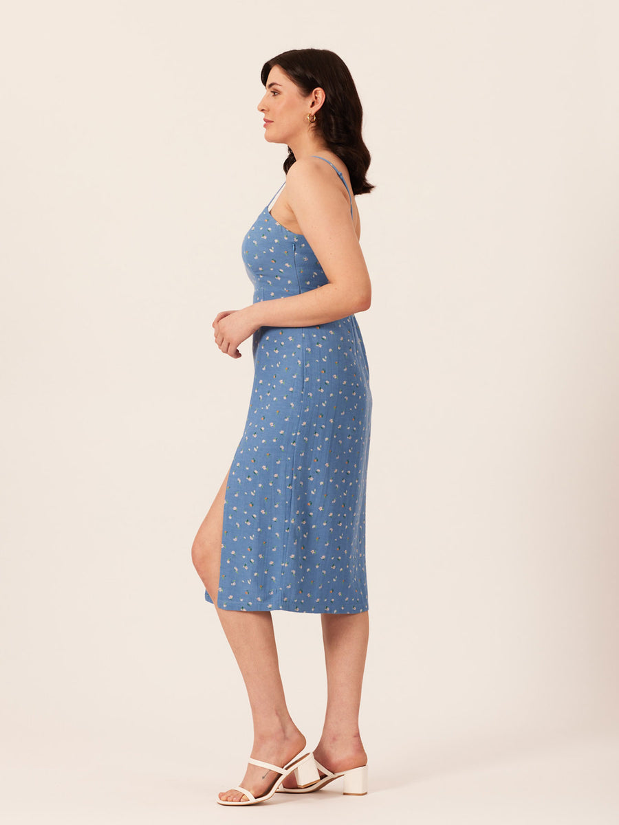 Megan - Strappy Midi Dress - Blue