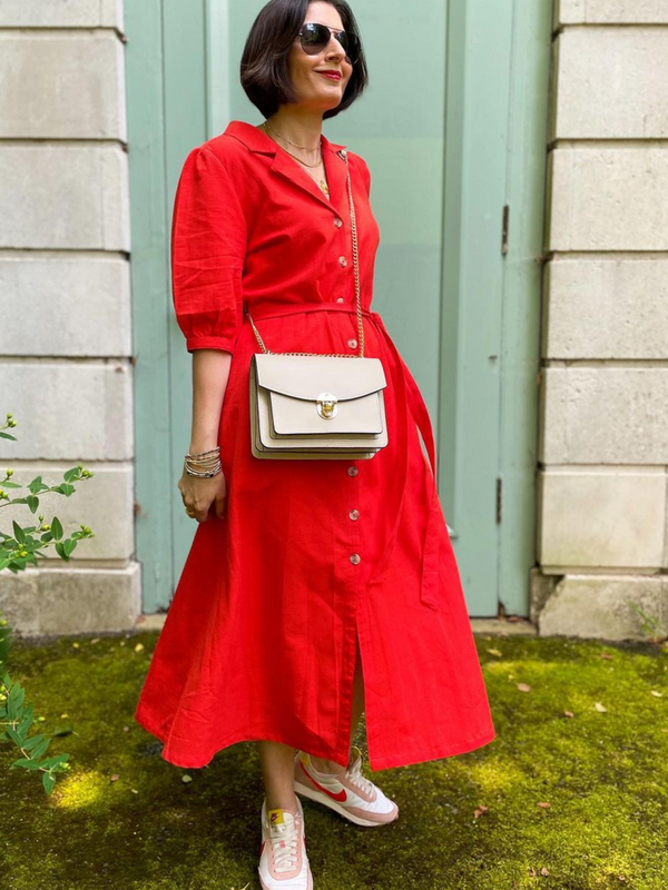 Red shirt dress deals outfit