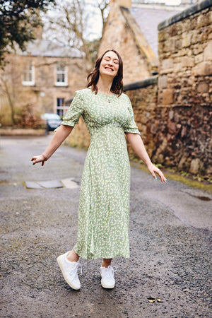 Sally-Grace - Tie Sleeve Midi Dress - Green