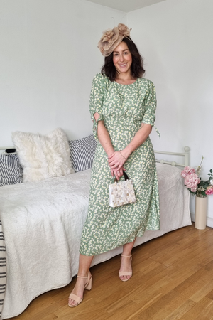 Sally-Grace - Tie Sleeve Midi Dress - Green