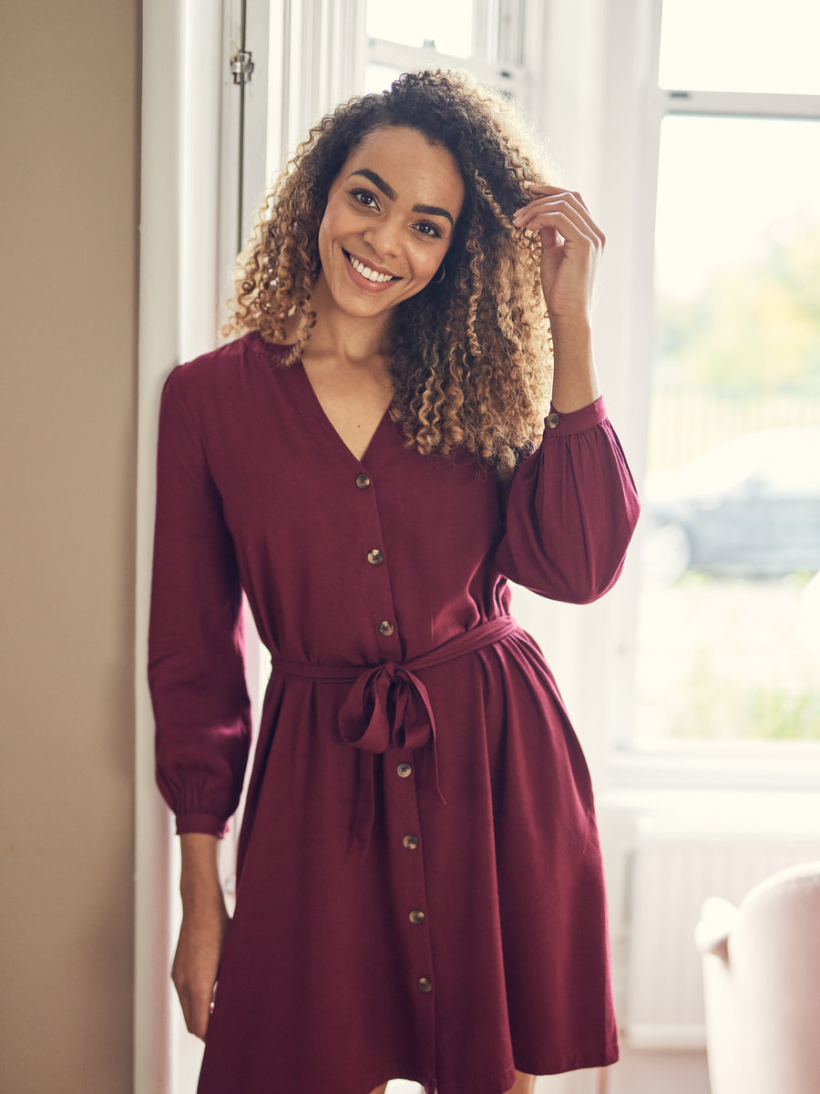 Khadiza - Tie Waist Shirt Dress