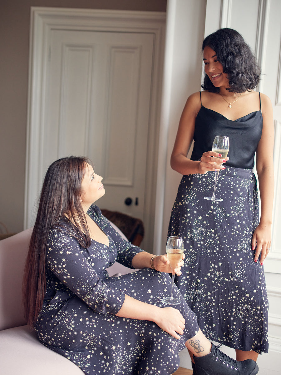 Linda - Midi Wrap Skirt - Black