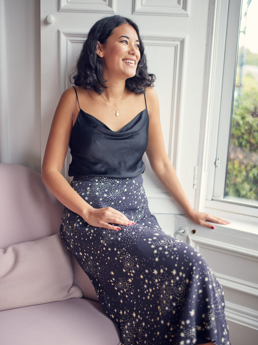 Linda - Midi Wrap Skirt - Black