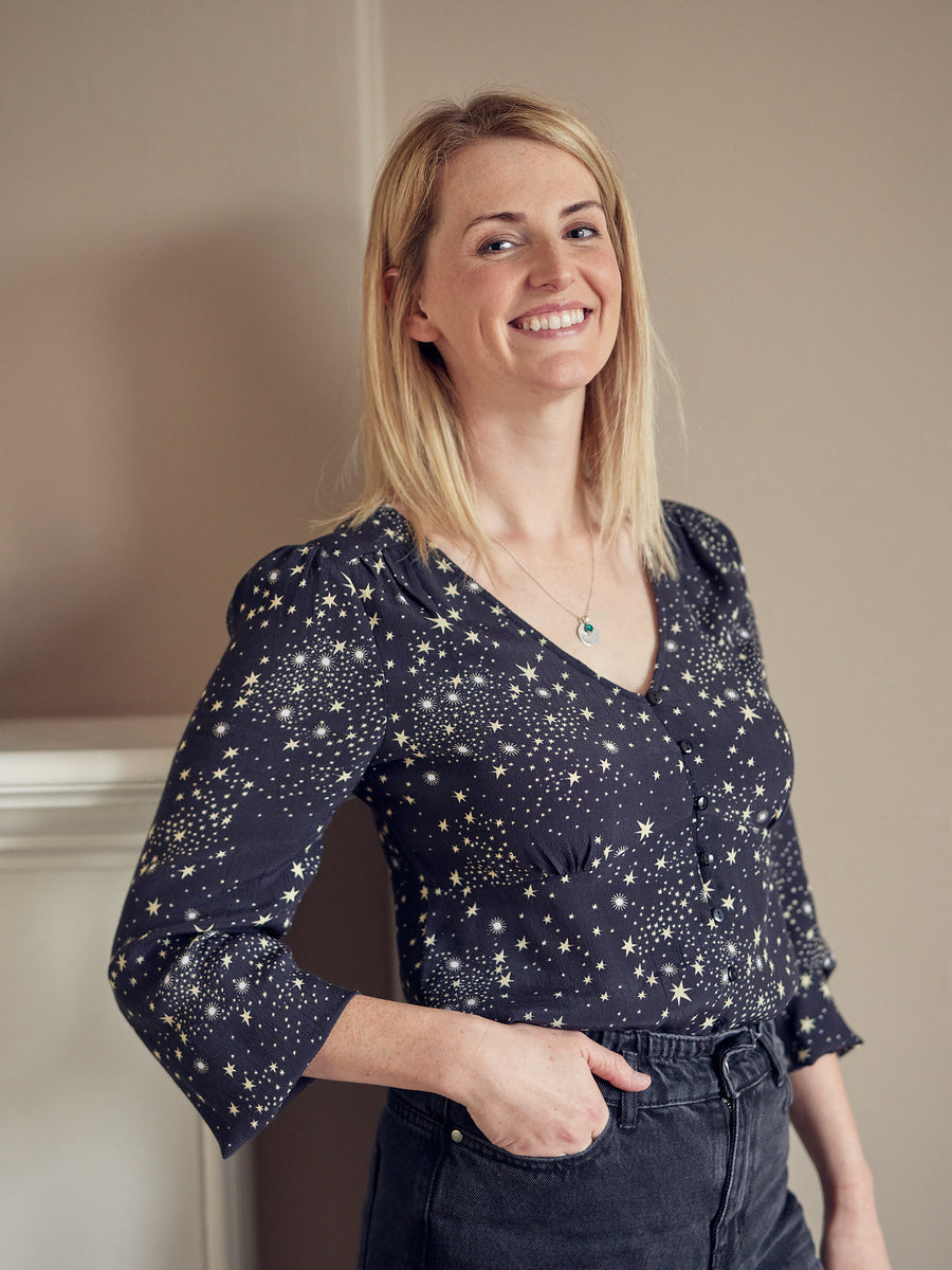 Zoe - Long Sleeved Button Down Blouse Black