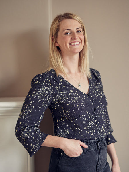 Zoe - Long Sleeved Button Down Blouse Black