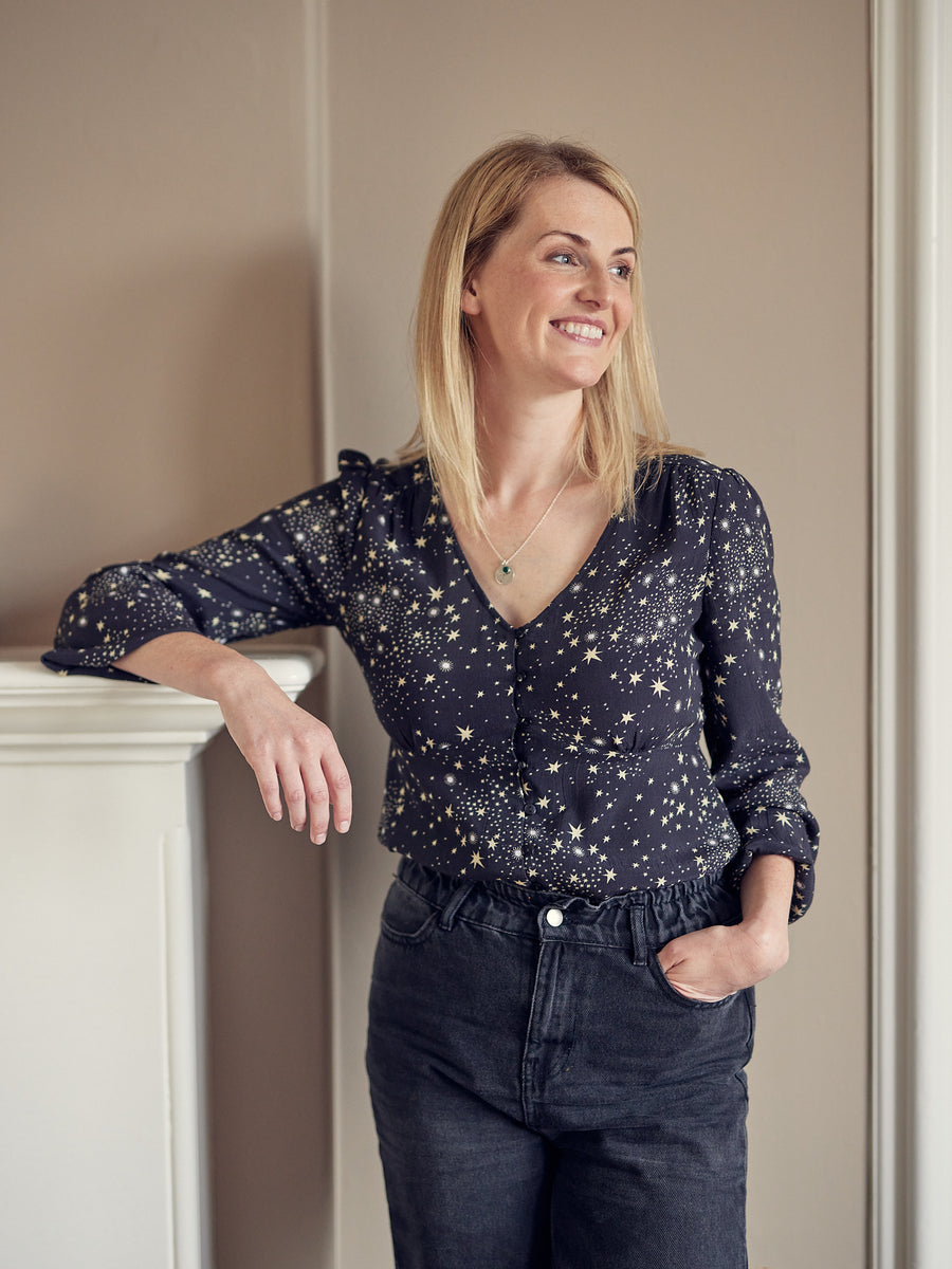 Zoe - Long Sleeved Button Down Blouse Black