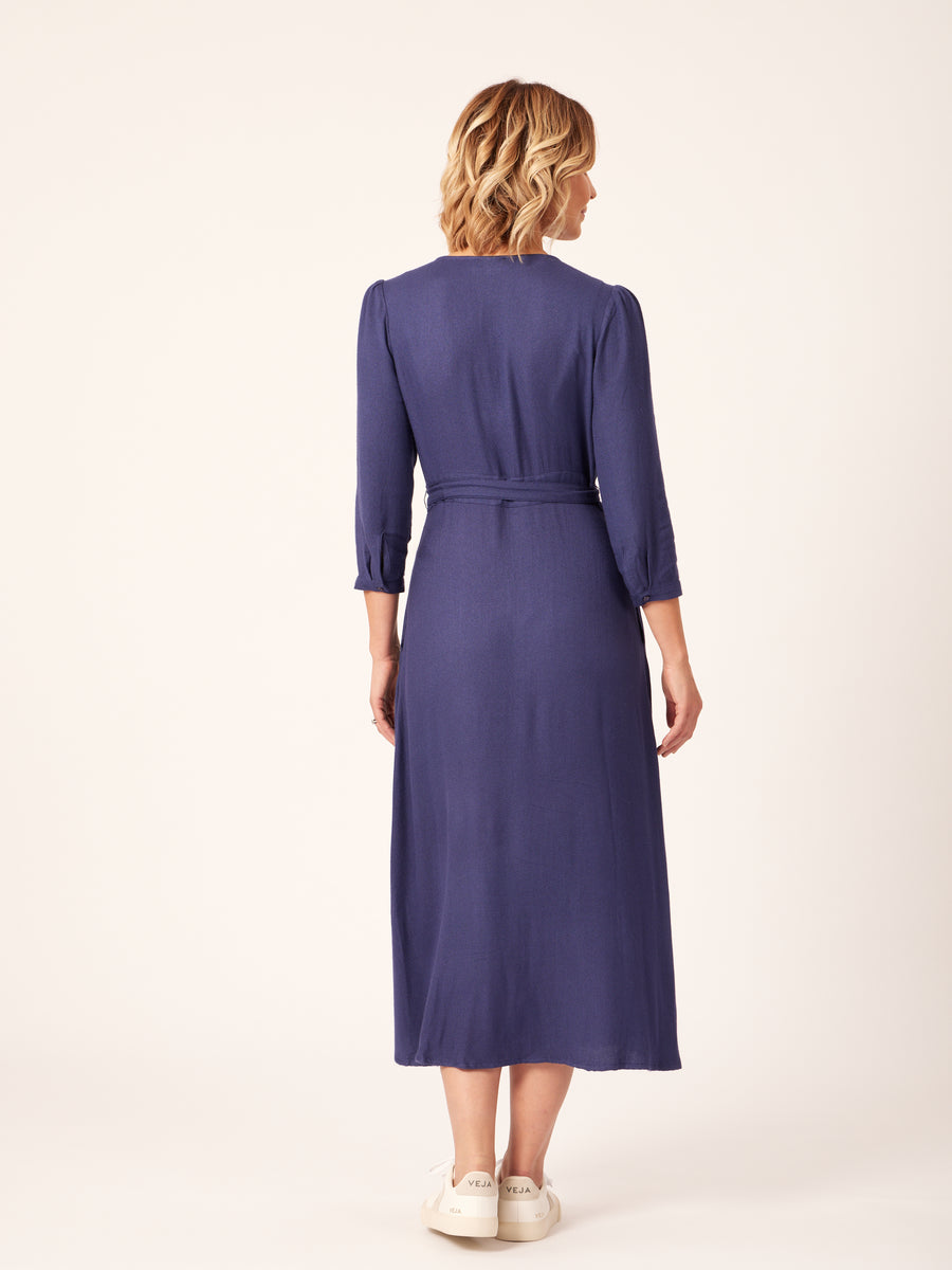 Becky - Belted Midi Dress - Blue