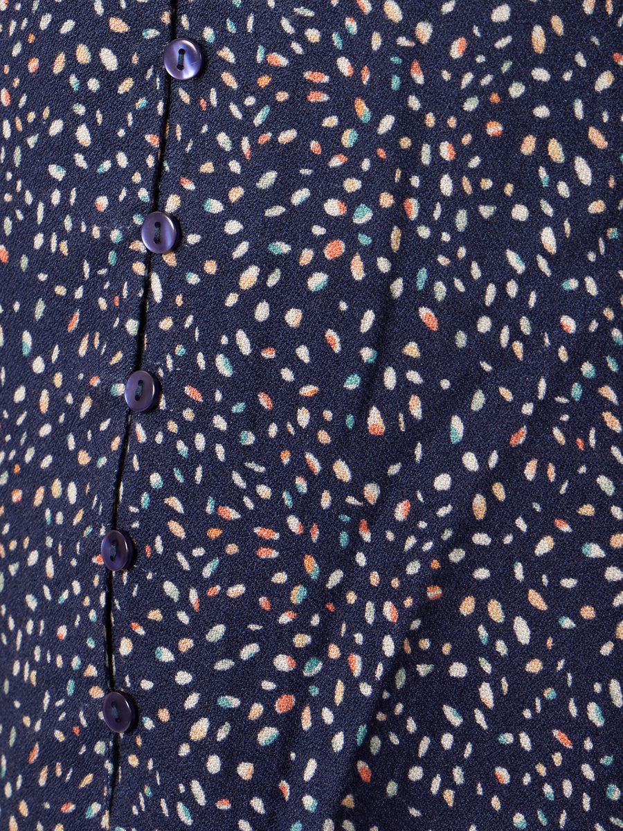 Natalie - Long Sleeved Midi Wrap Dress - Navy with Dots