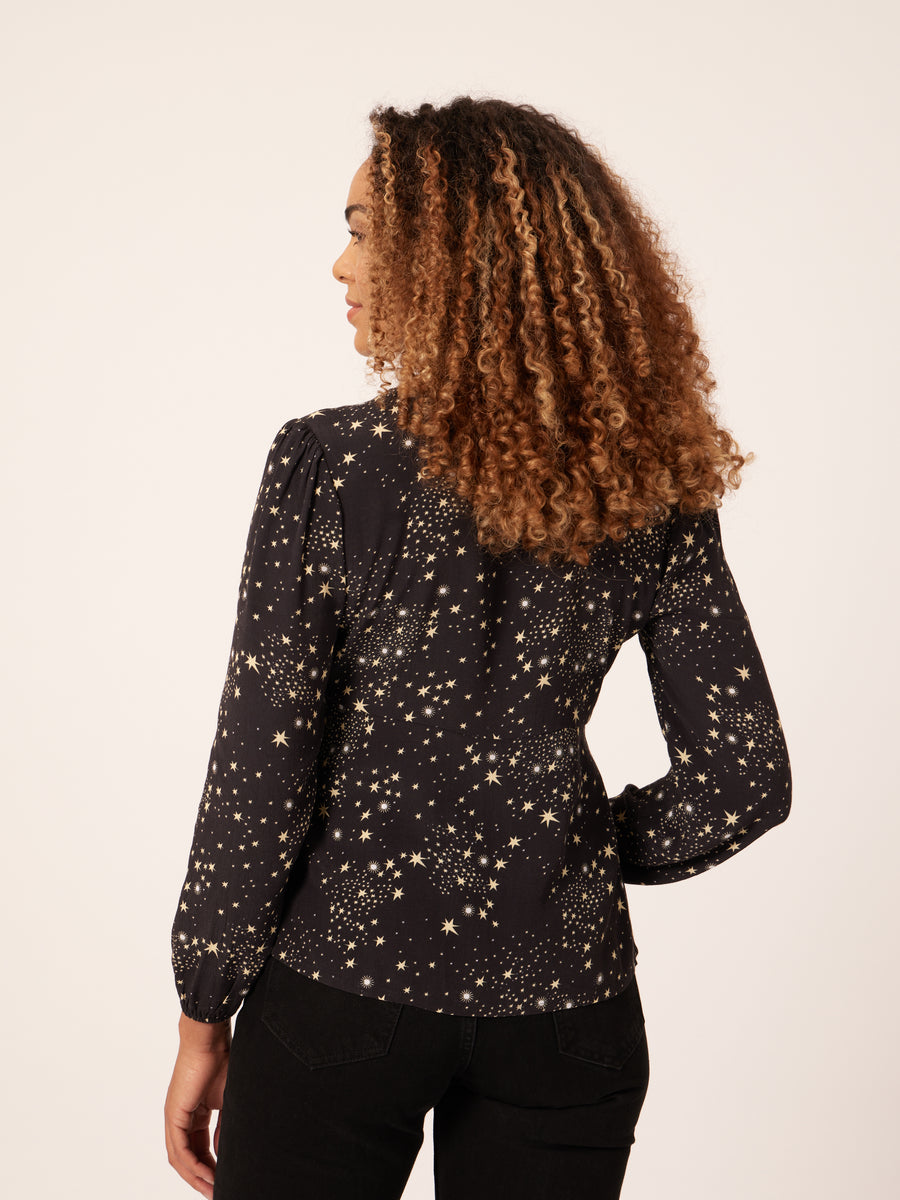 Zoe - Long Sleeved Button Down Blouse Black