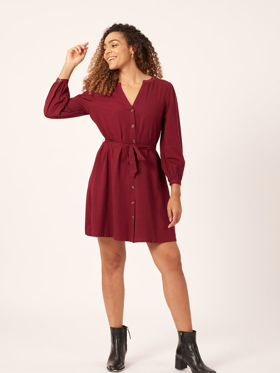 Khadiza - Tie Waist Shirt Dress