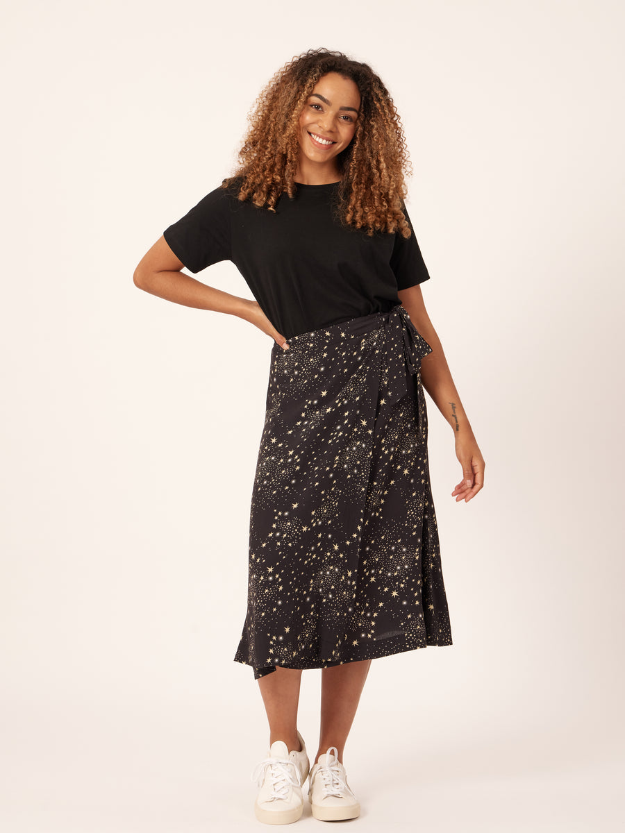 Linda - Midi Wrap Skirt - Black