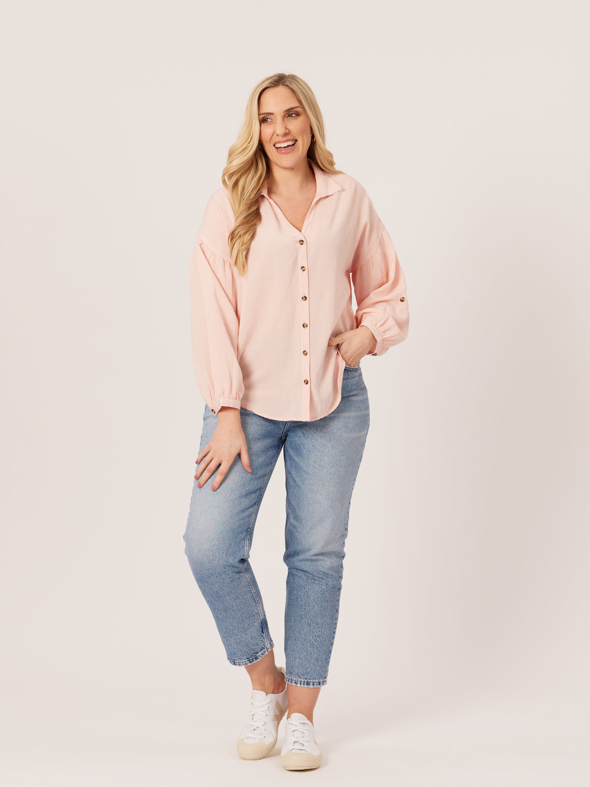 Martha - Relaxed Linen Shirt - Pink