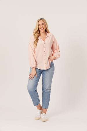 Martha - Relaxed Linen Shirt - Pink