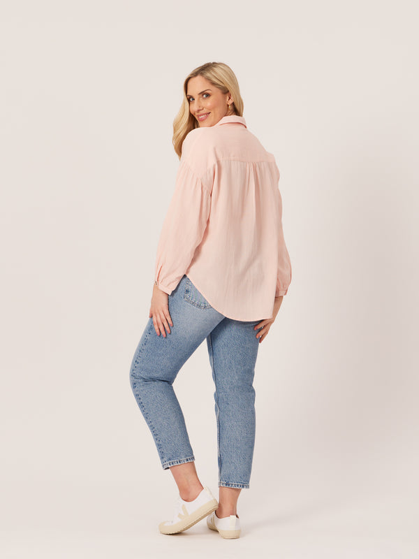 Martha - Relaxed Linen Shirt - Pink