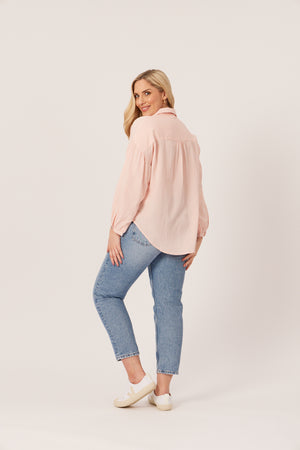 Martha - Relaxed Linen Shirt - Pink