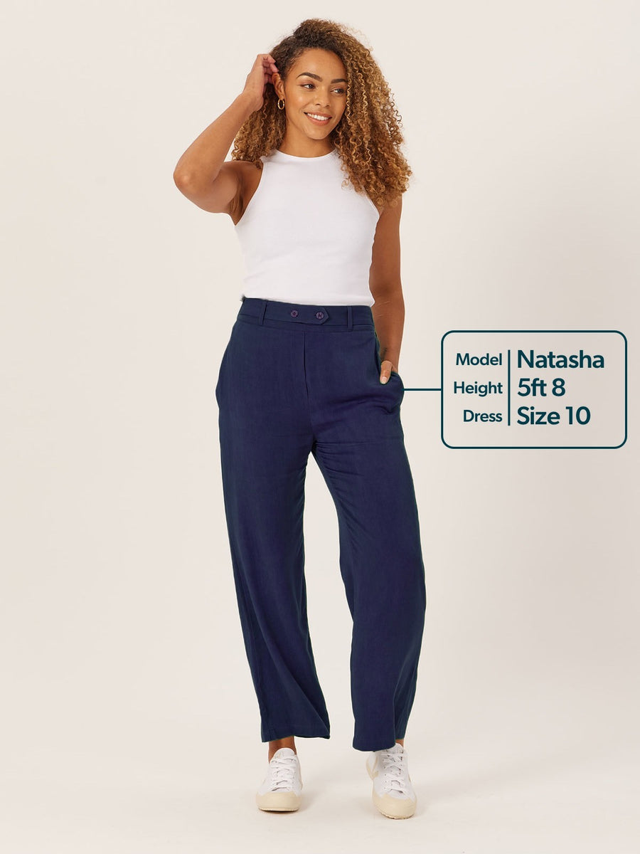 Beth - High Waisted Trouser - Navy - Sample