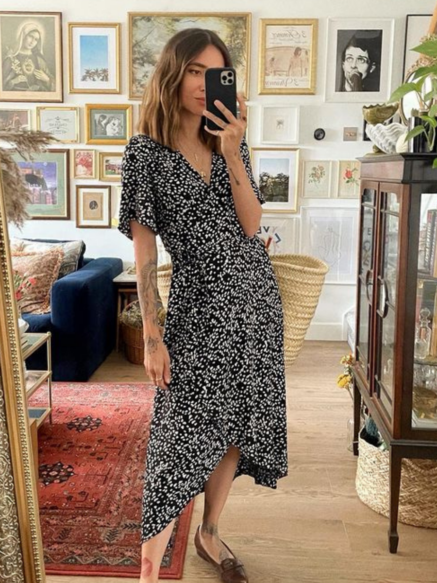 Claire - Midi Wrap Dress - Black