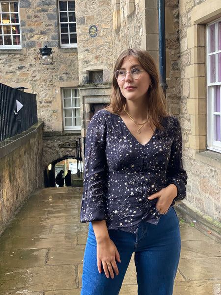 Zoe - Long Sleeved Button Down Blouse Black