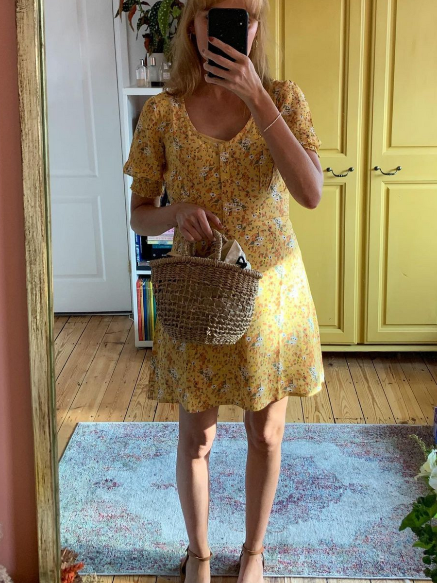 Siobhan - Button Front Mini Dress - Yellow