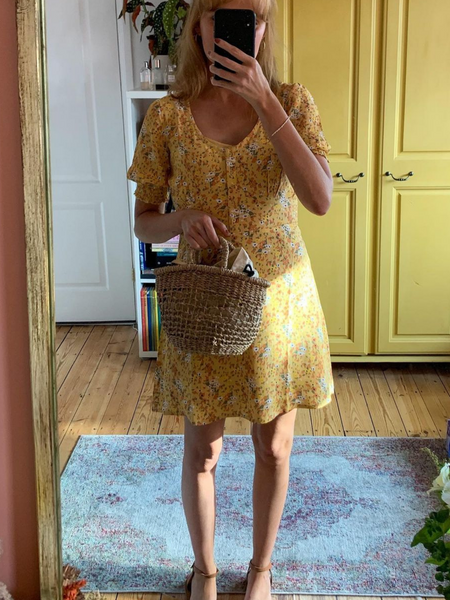 Siobhan - Button Front Mini Dress - Yellow